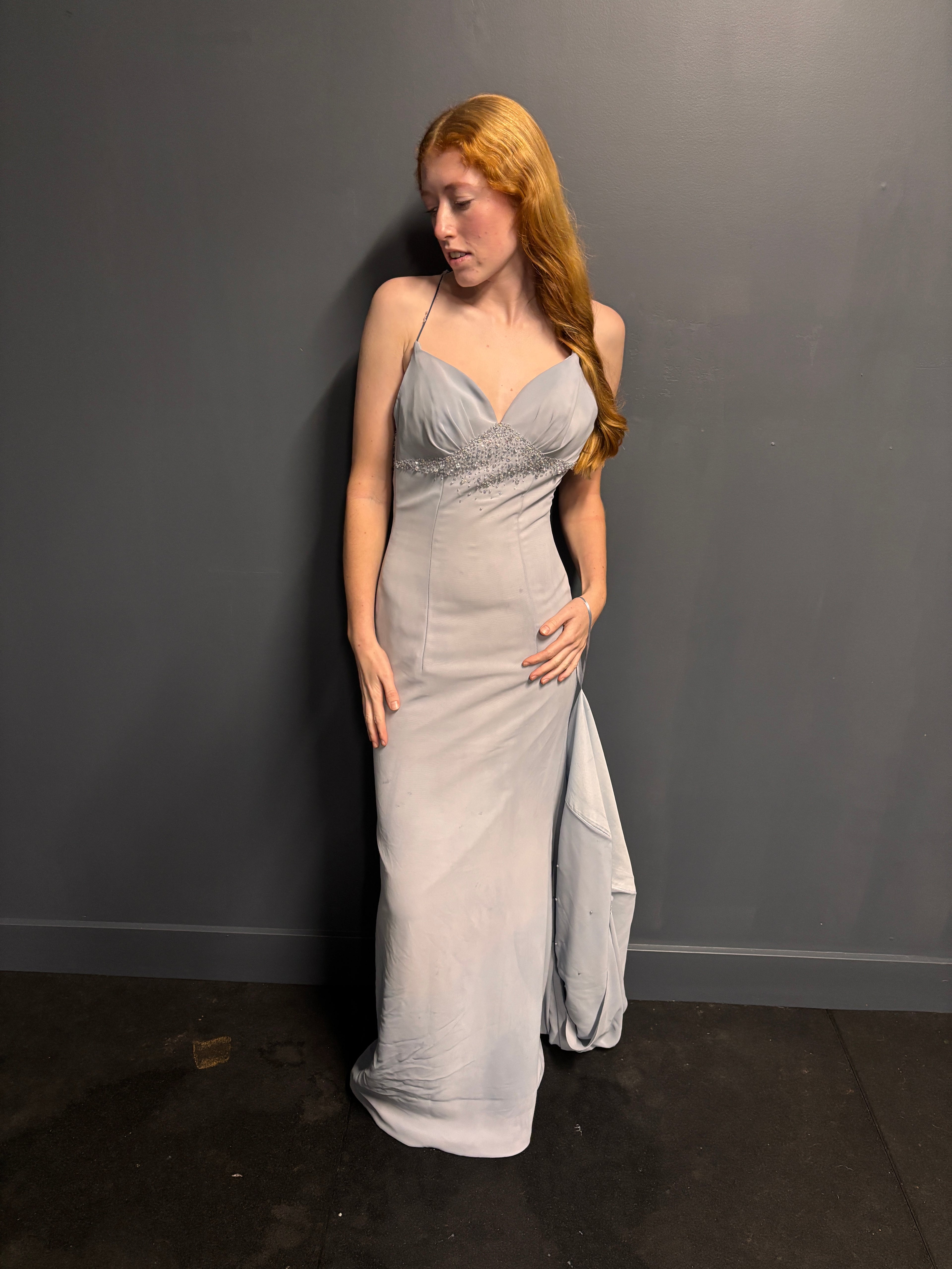 Sliver Blue Backless Formal Dress - Reworked Vintage Gown | Meg Reworked