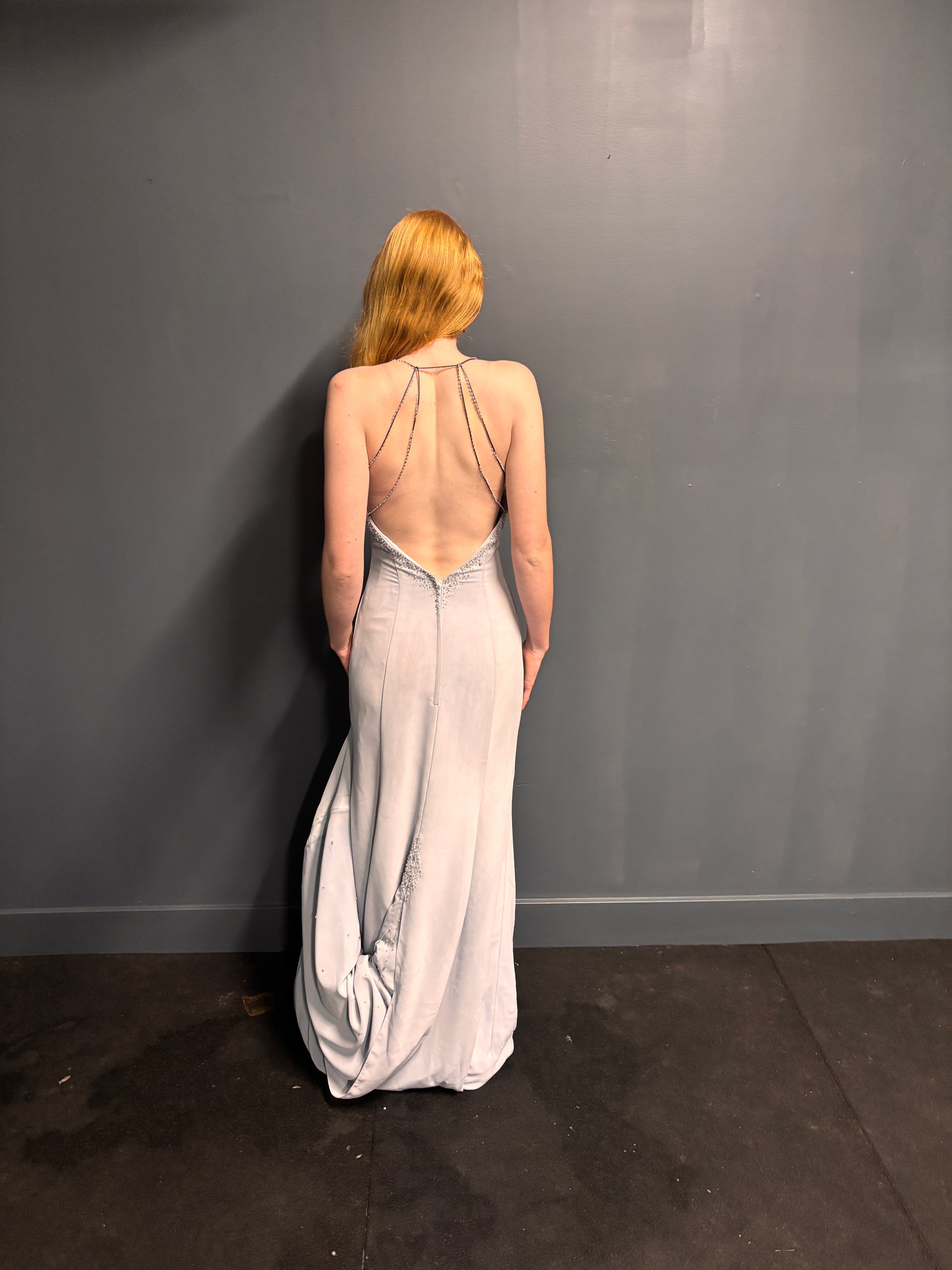 Sliver Blue Backless Formal Dress - Reworked Vintage Gown | Meg Reworked