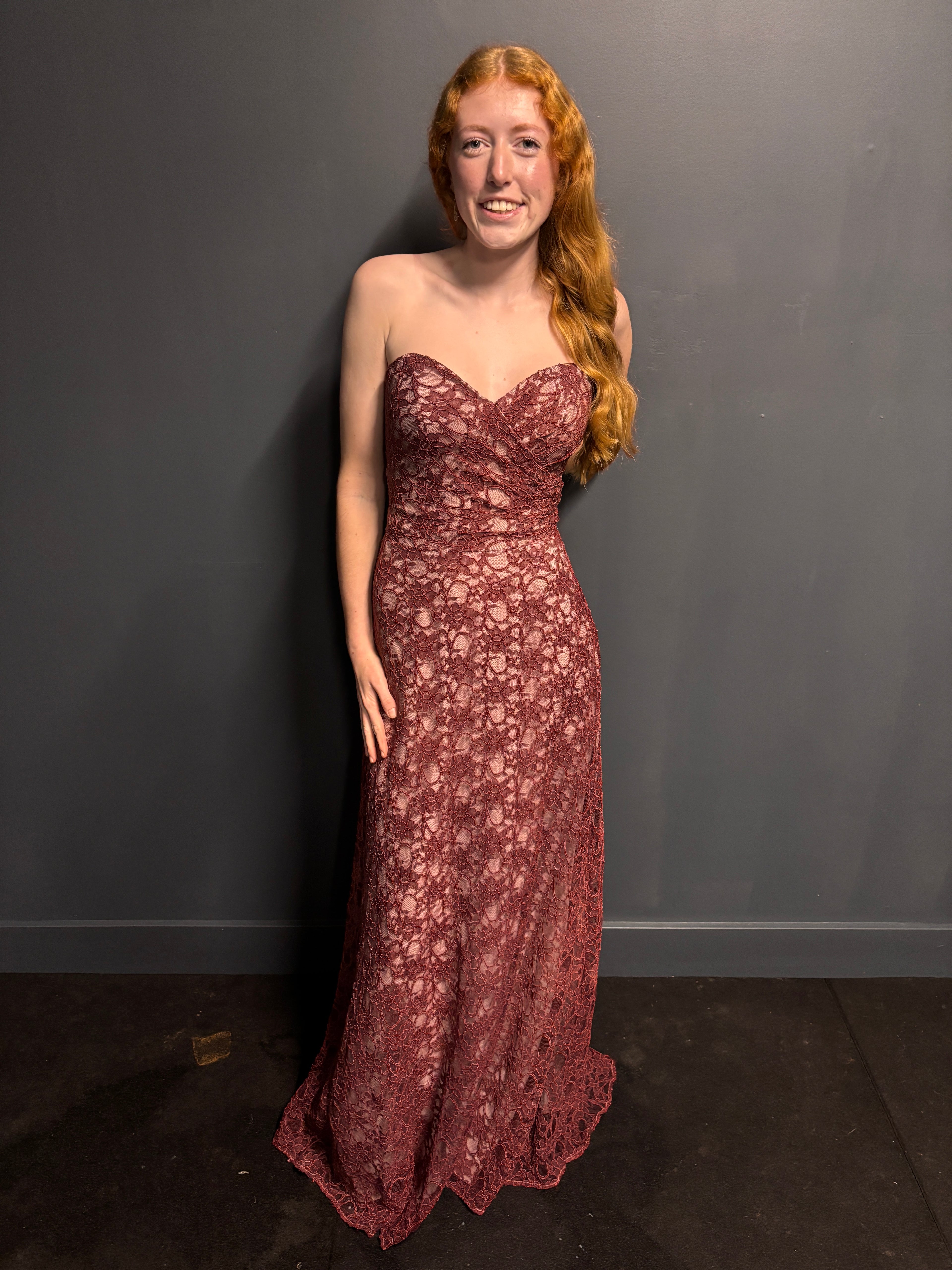 Pink and Maroon Lace Formal Dress — Reworked Vintage Gown | Meg Reworked