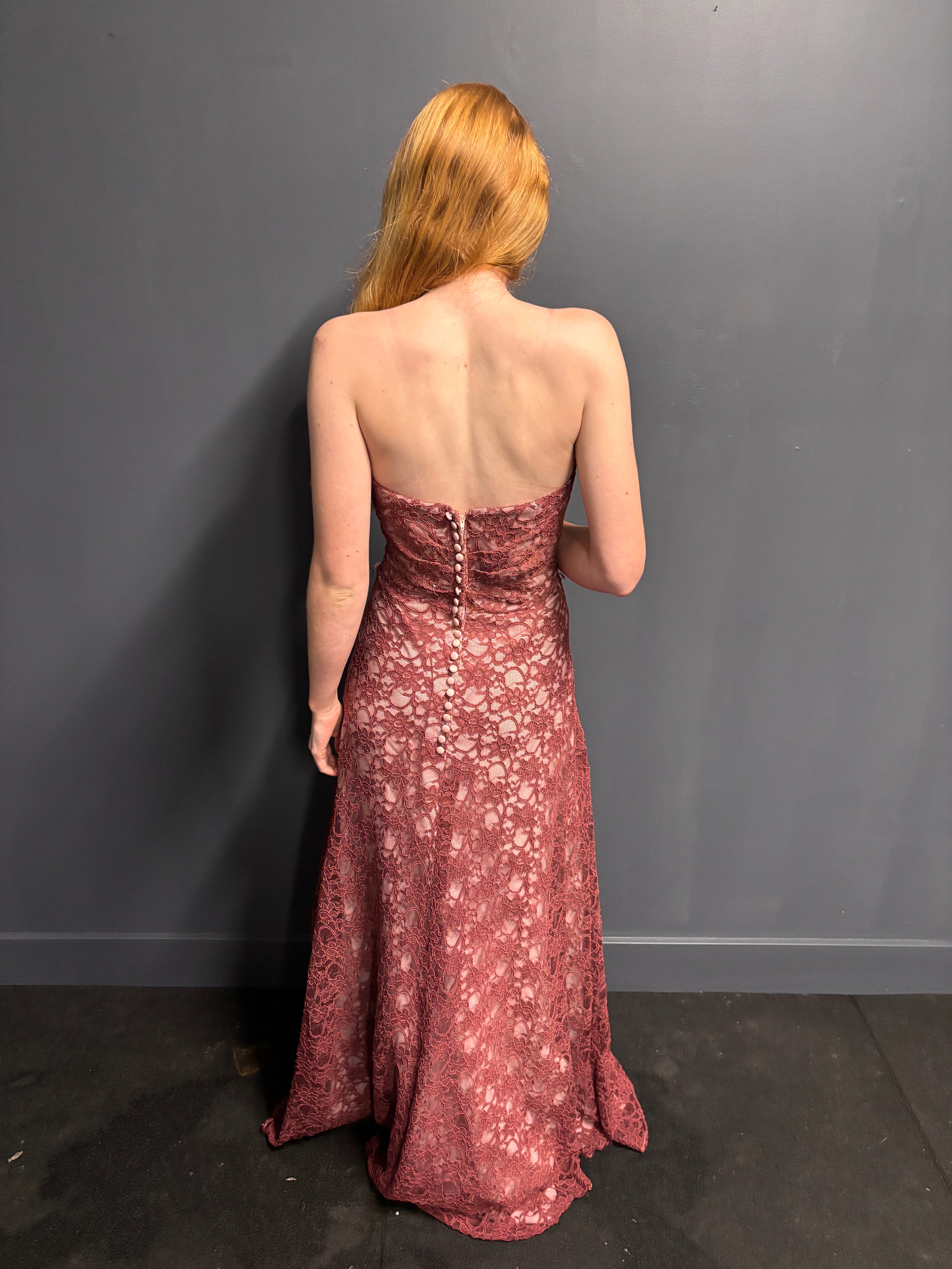 Pink and Maroon Lace Formal Dress — Reworked Vintage Gown | Meg Reworked