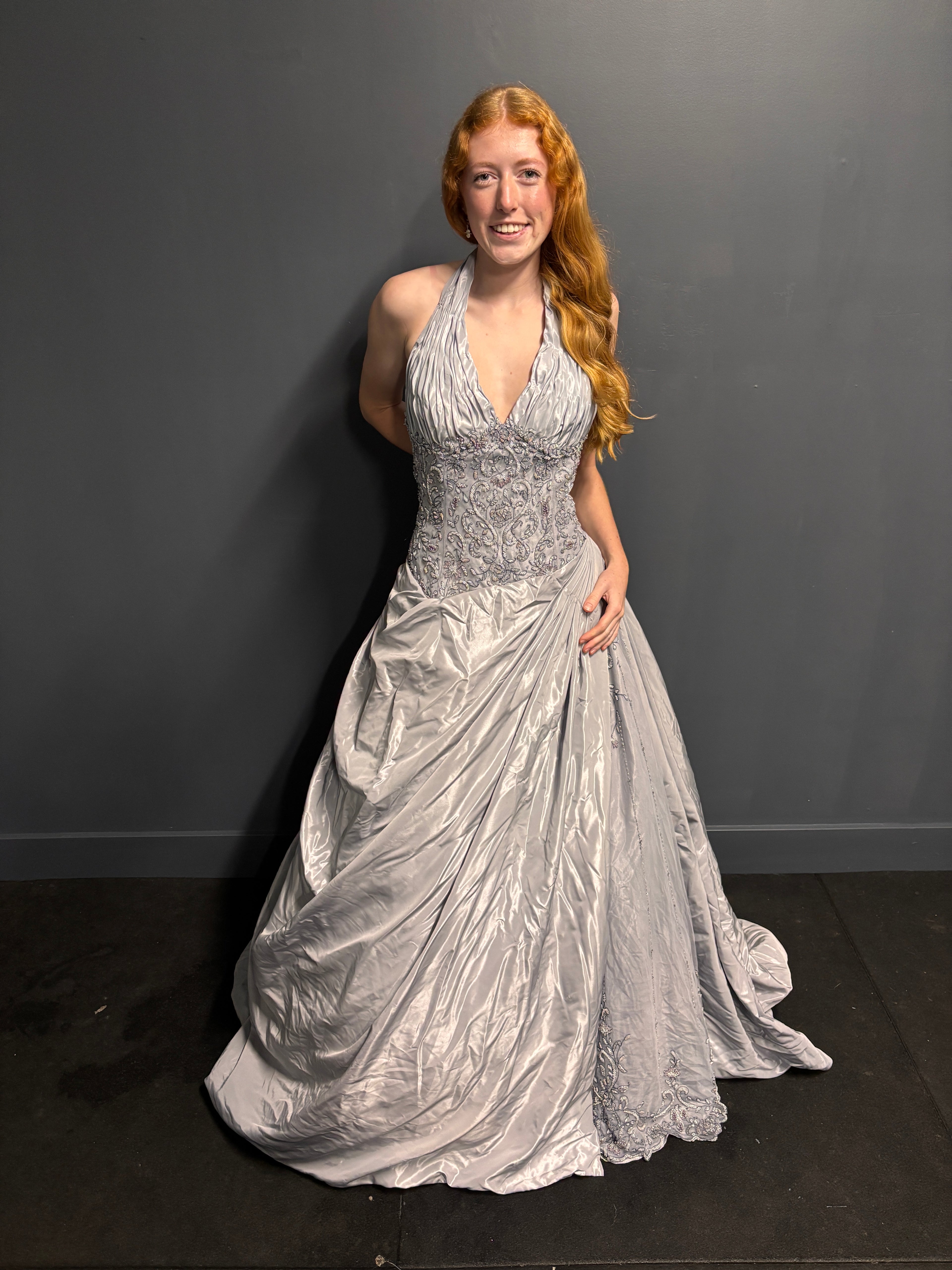 Purple Silver Halter Neck Formal Dress - Reworked Vintage Gowns | Meg Reworked