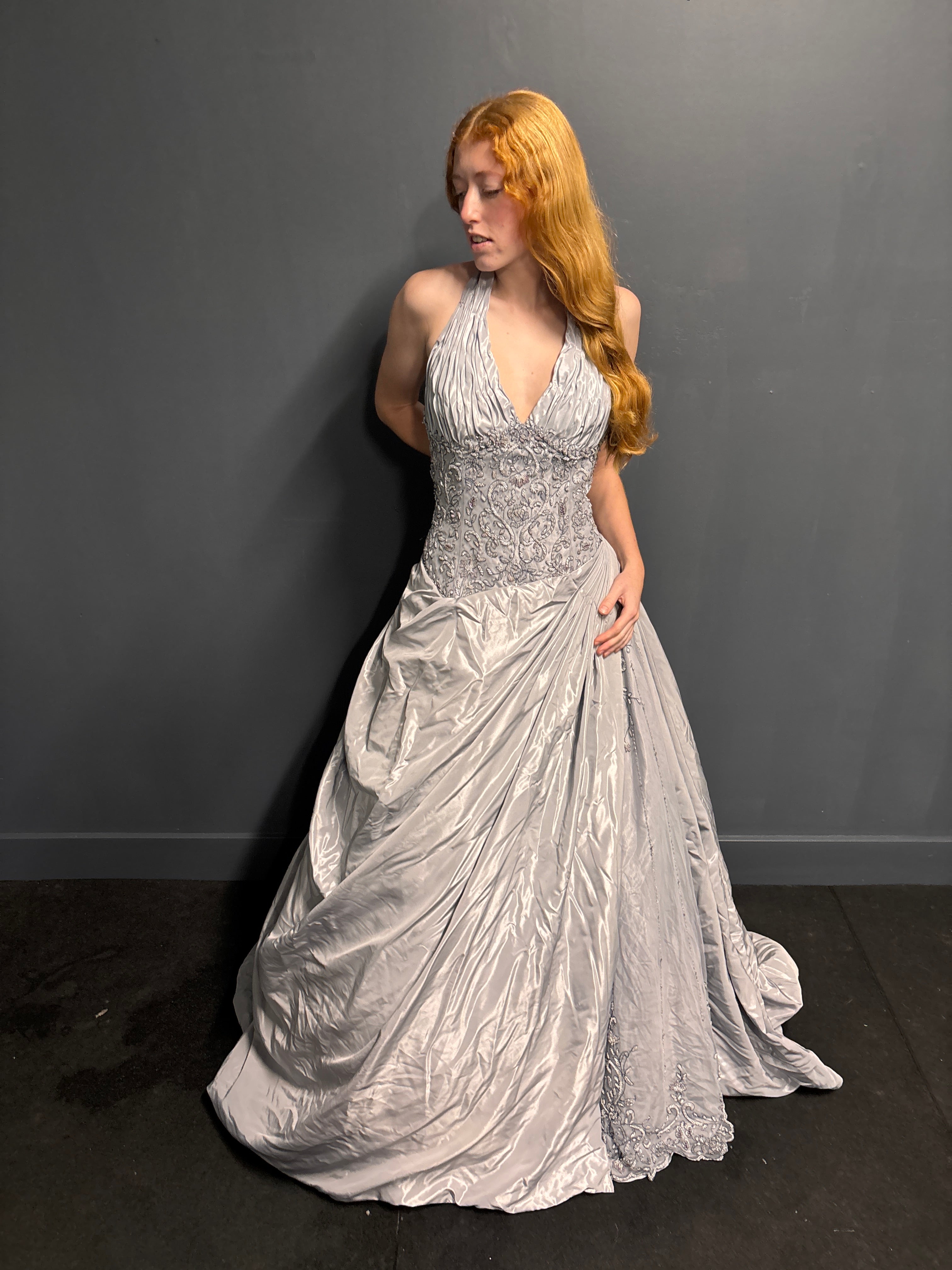 Purple Silver Halter Neck Formal Dress - Reworked Vintage Gowns | Meg Reworked
